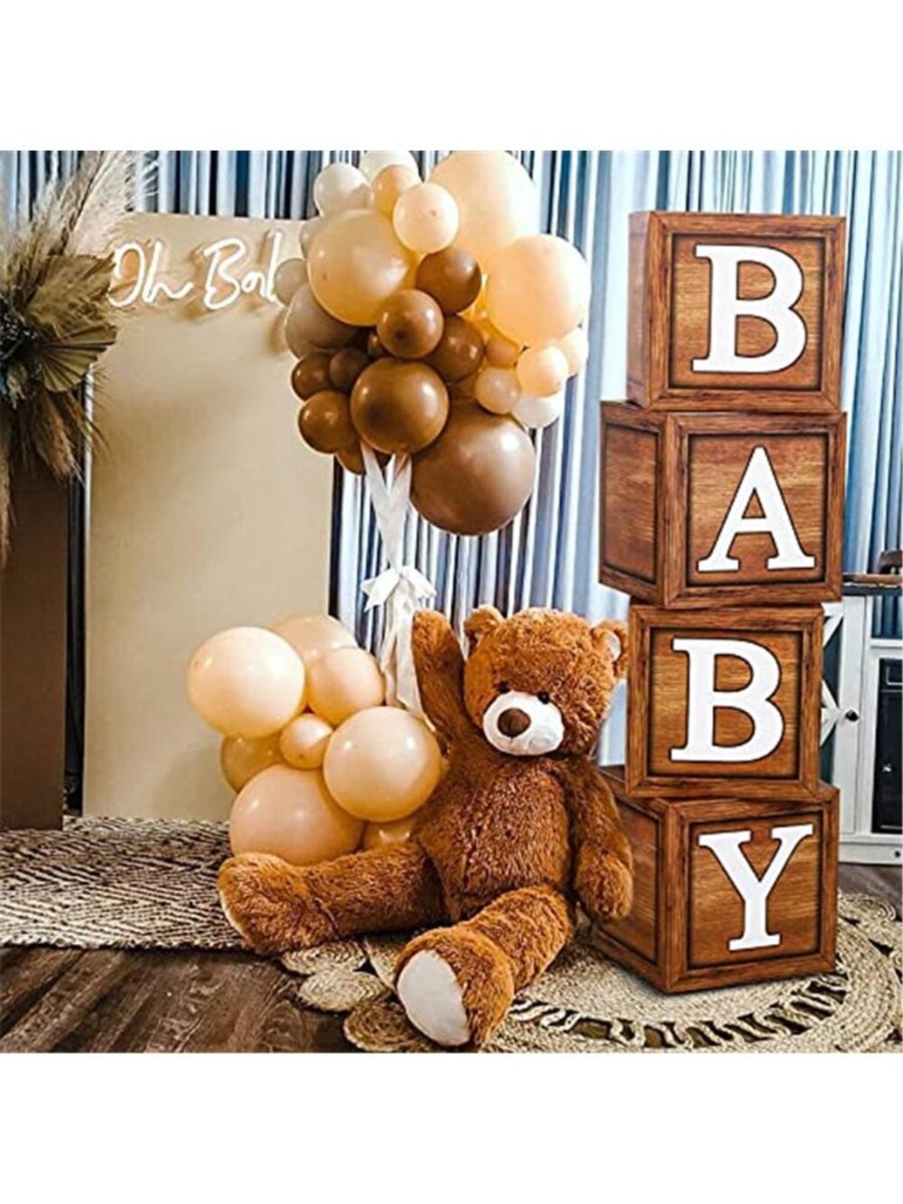Baby Shower Boxes Teddy Bear Party Decor Baby Blocks Gender Reveal Decor